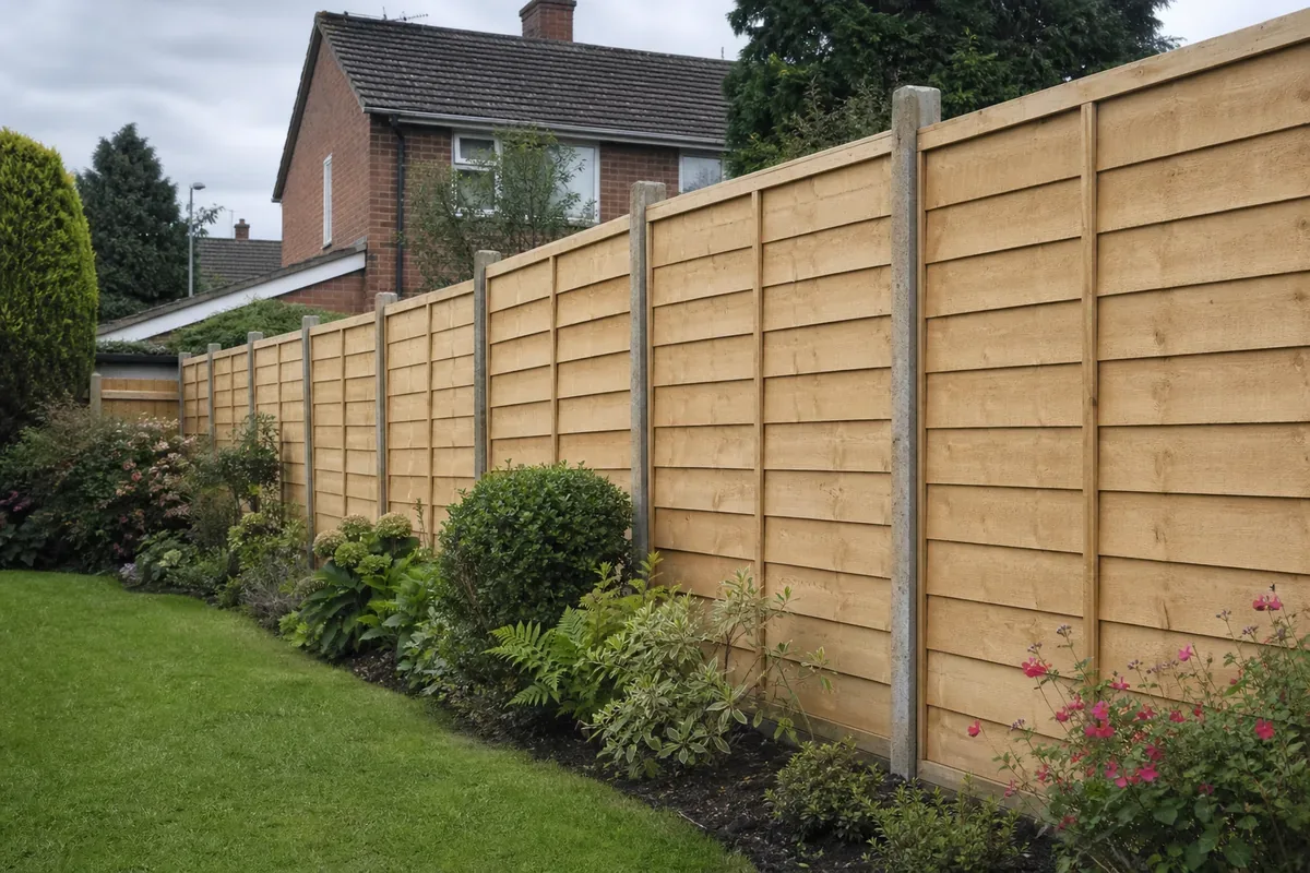Feather edge timber fencing in a Sheffield garden